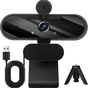 usb hd 1080p video webcam and wide angle camera with built in microphone and rotatable tripod,for laptop computer or desktop pc,great for live streaming.calls.video conferencing(black)