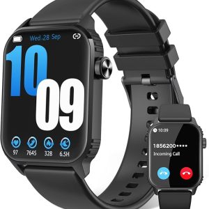 smart watch for men, 120+ sports modes smartwatch with 1.83" hd touchsreen, sleep monitor, ip67 waterproof, bluetooth call & music control fitness watch for iphone/android black